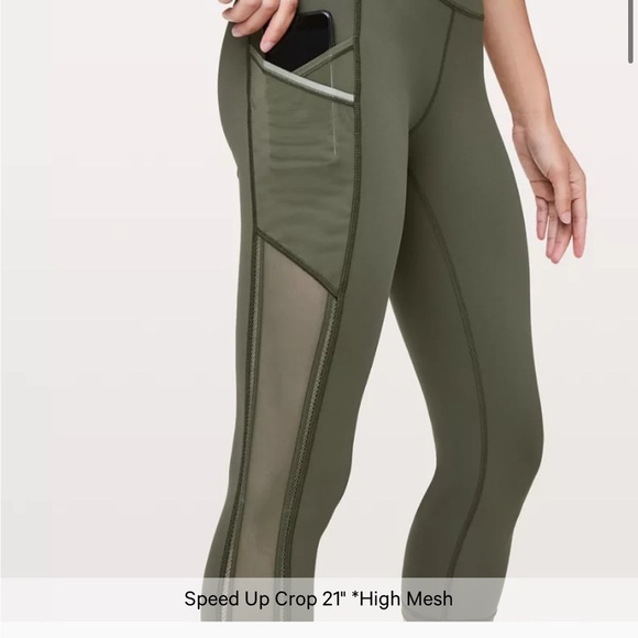 LULULEMON speed up crop 21” high mesh legging green size 2 - Picture 3 of 11